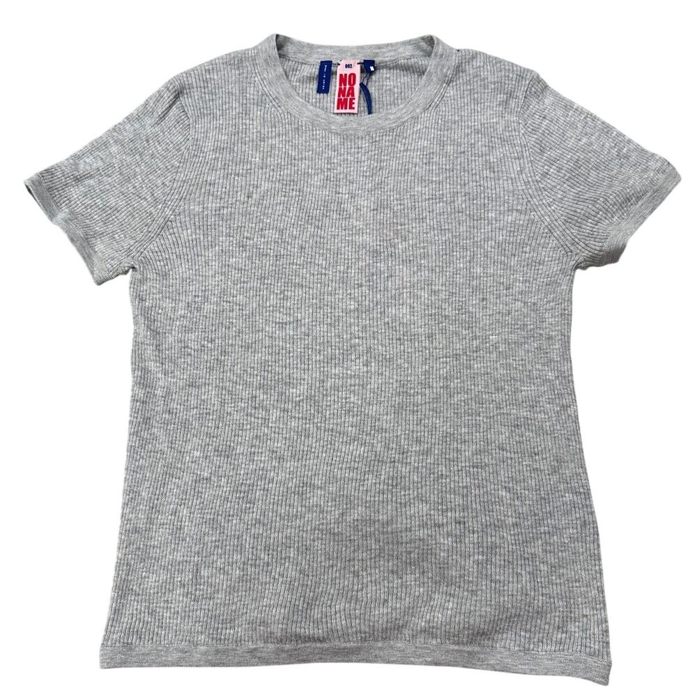 No Name is Needed Crewneck Soft Ribbed Knit T-Shirt Minimalist NWT, Gray, size M